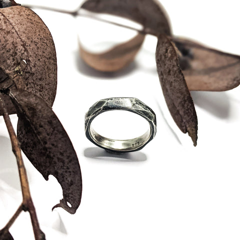 Hewn Stone Silver Ring