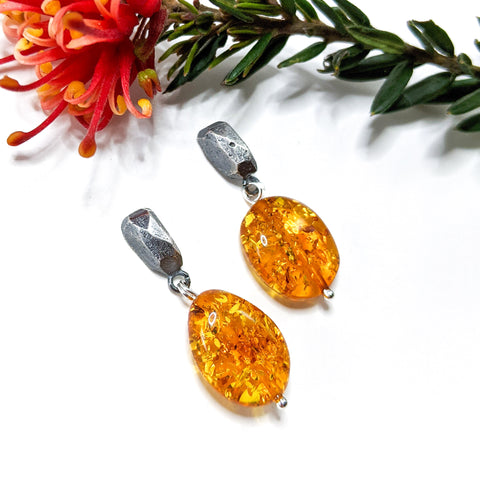 Amber Pebble Earrings