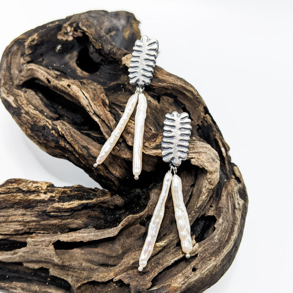 Kelp Fronds and Pearl Earrings