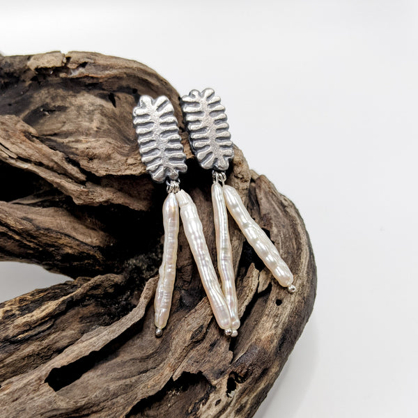 Kelp Fronds and Pearl Earrings